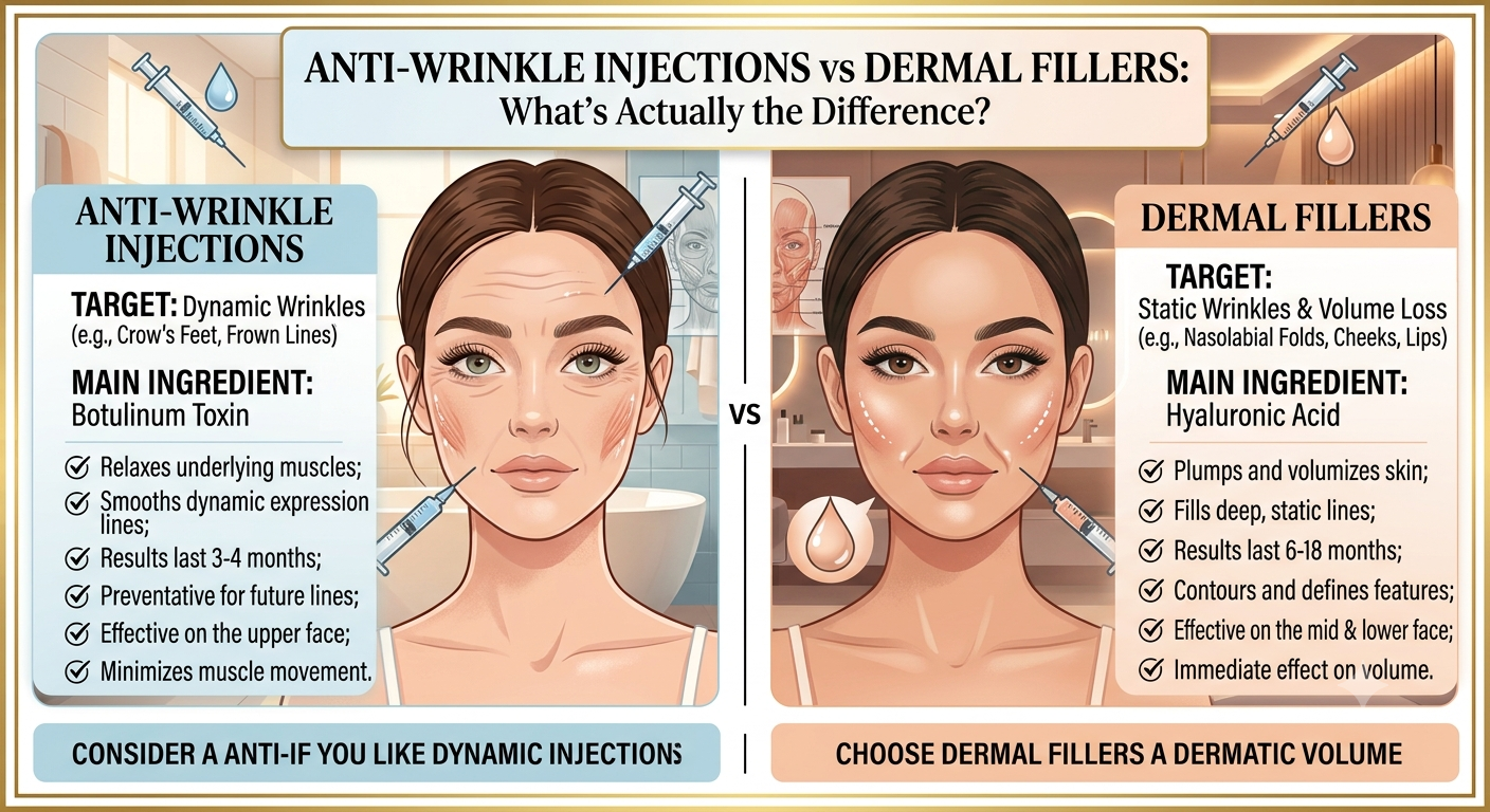Anti-Wrinkle Injections vs Dermal Fillers: What's Actually the Difference?