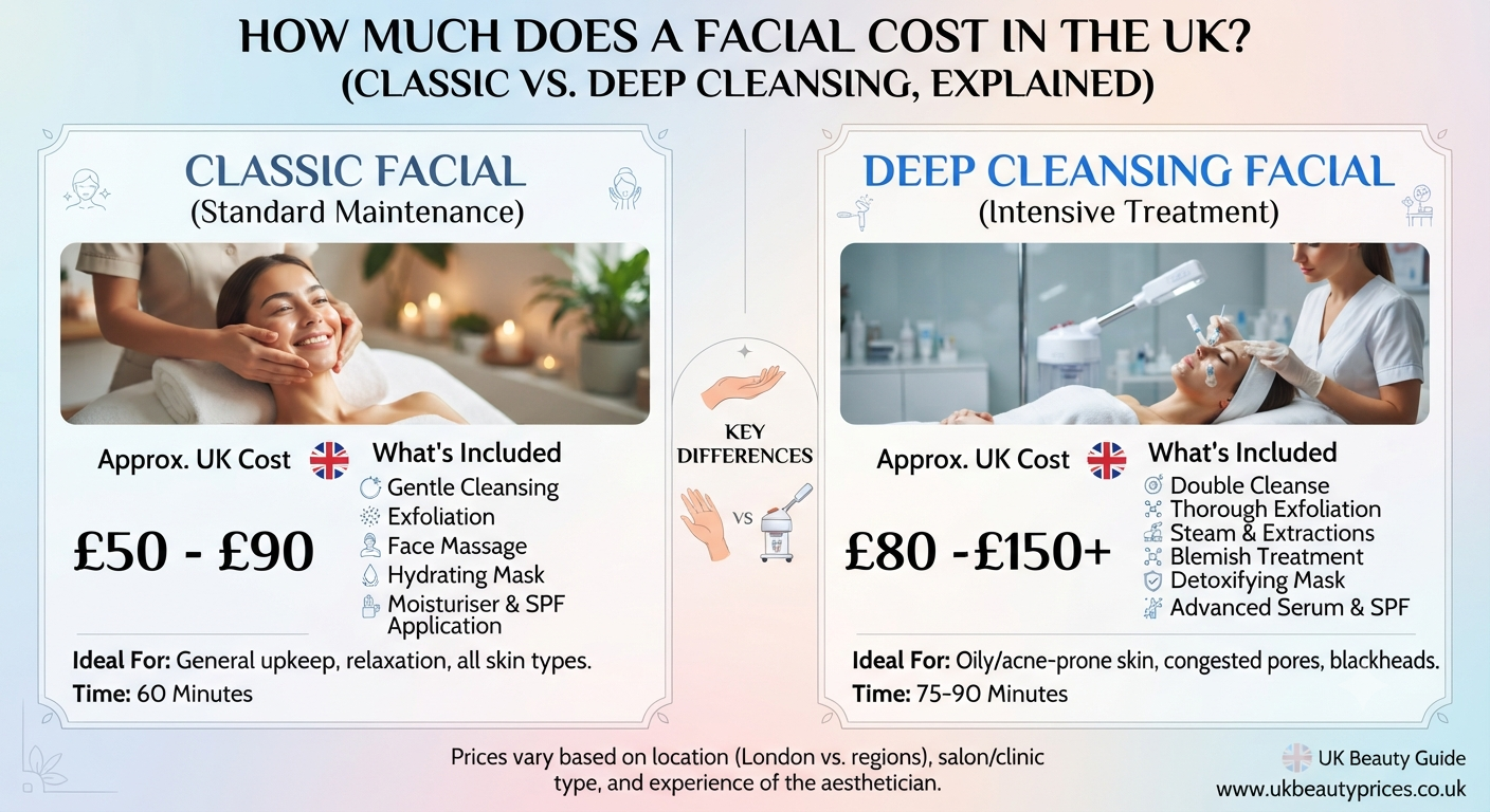 How Much Does a Facial Cost in the UK? (Classic vs Deep Cleansing, Explained)