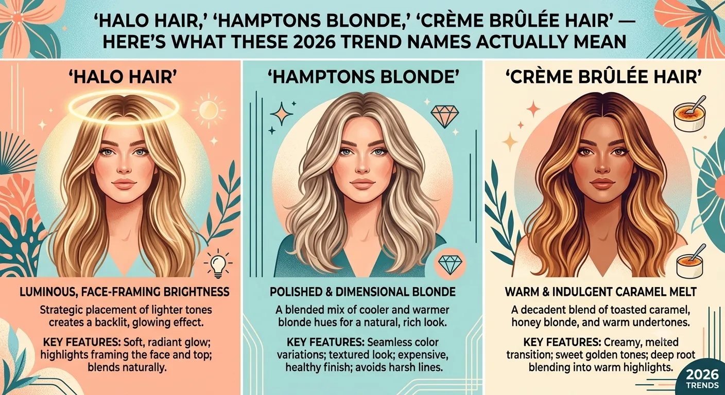 "Halo Hair," "Hamptons Blonde," "Crème Brûlée Hair" — Here's What These 2026 Trend Names Actually Mean